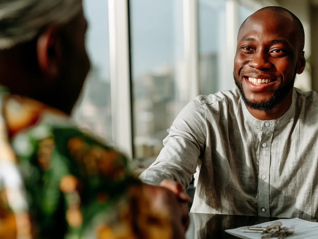 A landlord closing a deal with a verified tenant